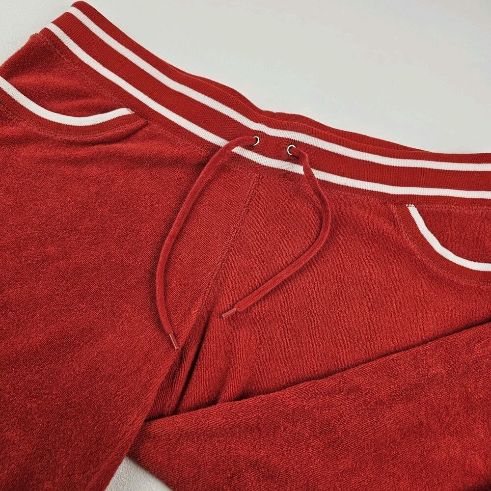 J Lo Jennifer Lopez Womens L Red Terry Cloth Lounge Pants Y2K Wide Leg